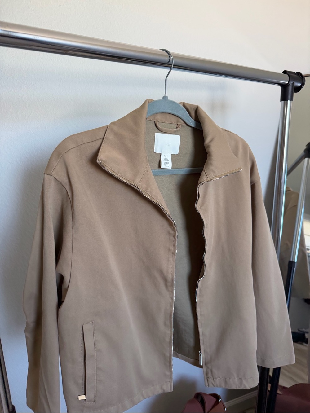 H&M Light Tan Zip-Front Utility Jacket
